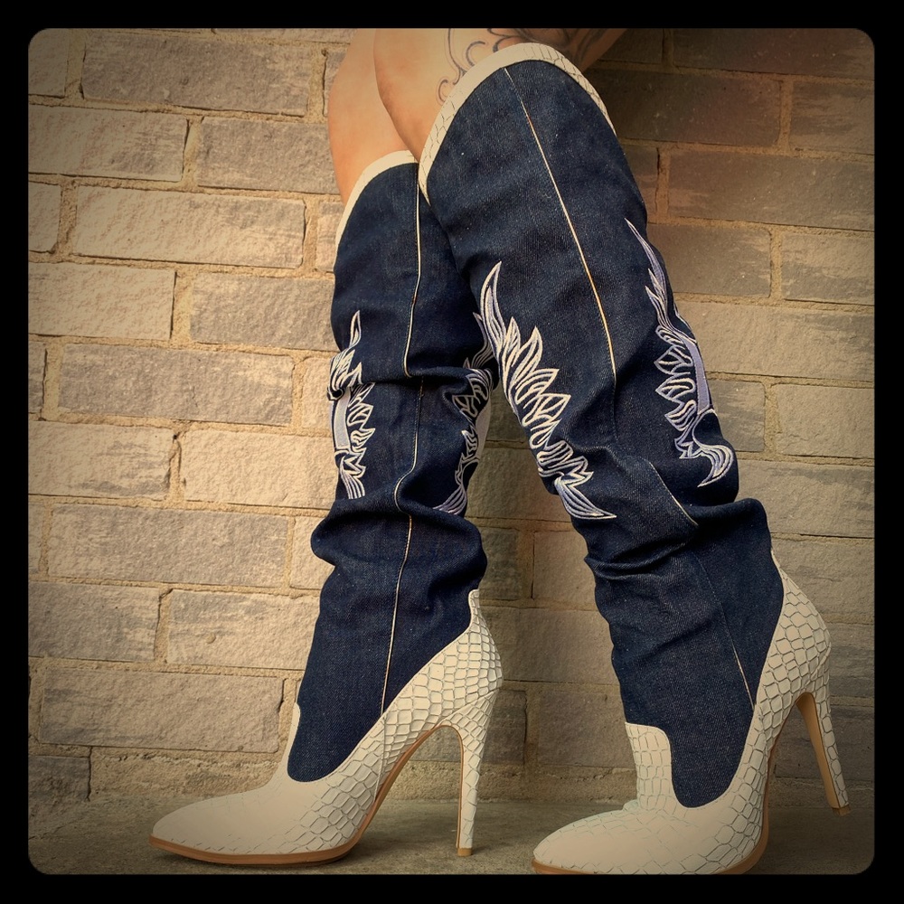 Denim cowboy boots for sassy cowgirls